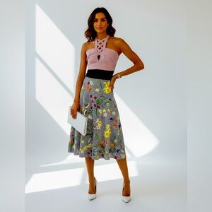 Striped Floral Maxi Skirt - Multi